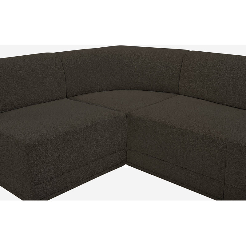Canapé modulaire rembourré 8 pièces Ollie, Tissu brun bouclé