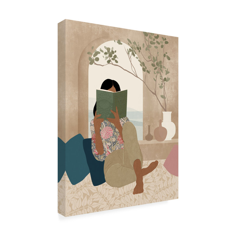 «Bachelor Reading Nook I» par Victoria Barnes - peinture sur toile tendue, H 19 po x l 14 po x P 2 po