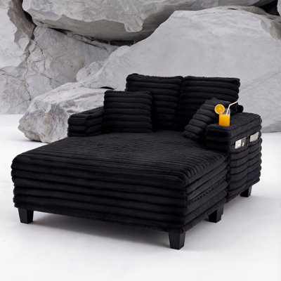 64" Oversized Upholstered Chaise Lounge Chair With Solid Wood Frame, Deep Seating & Soft Fabric, Living Room Indoor Accent Chair For Lounging & Readi by Latitude Run