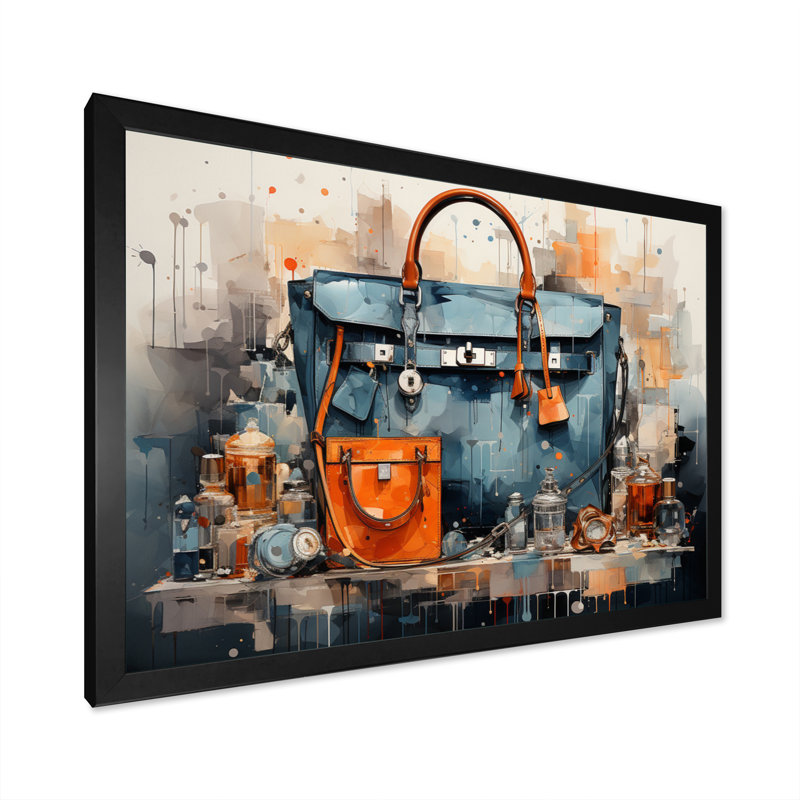 Minimalim Black Handbag - Fashion Canvas Prints, H 16 po x l 32 po x P 1 po, Cadre photo noir