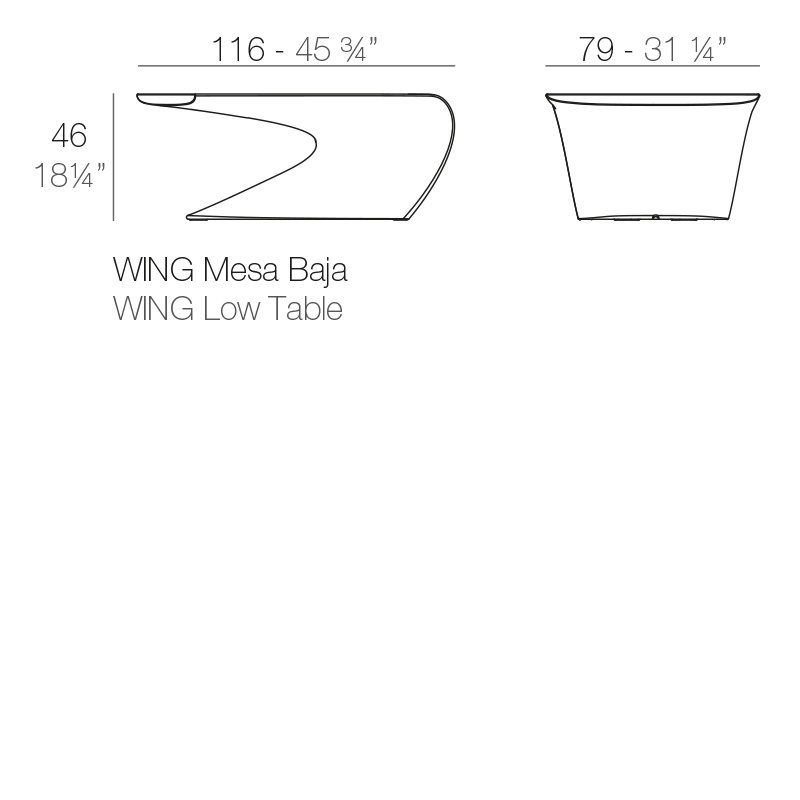 Wing Plastic Coffee Table, Ecru