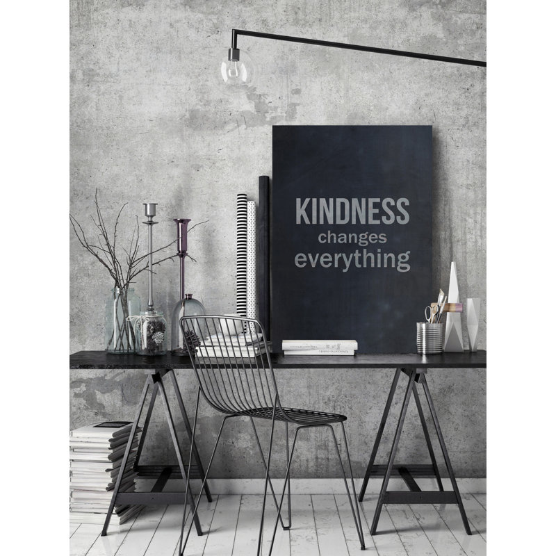 "Kindness changements" - reproduction d'art textuel sur toile, H 18 po x l 12 po x P 1,5 po