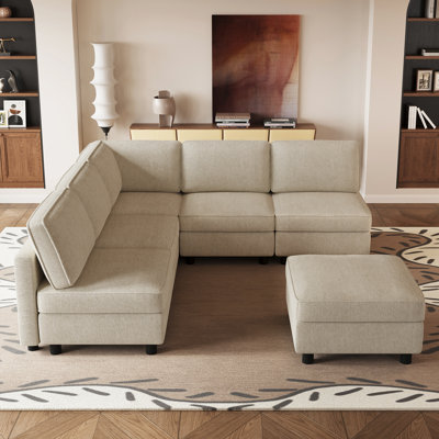 Canapé d'angle en L avec repose-pieds pour appartement