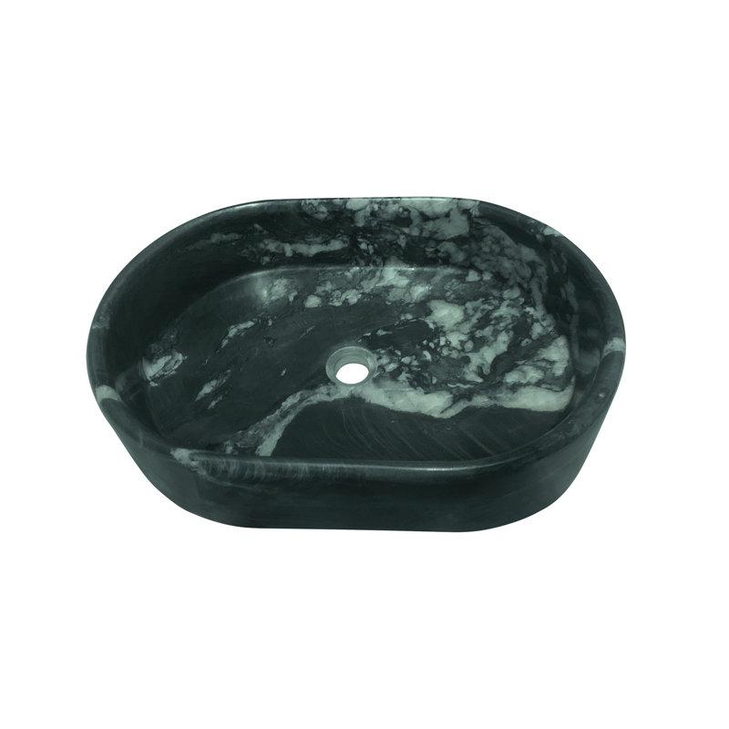 Green Natural Marble Bathroom Vessel Sink, Green