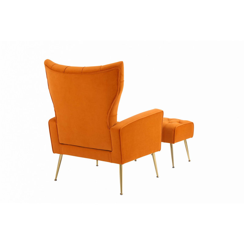 Chaise d'appoint avec repose-pieds, Orange