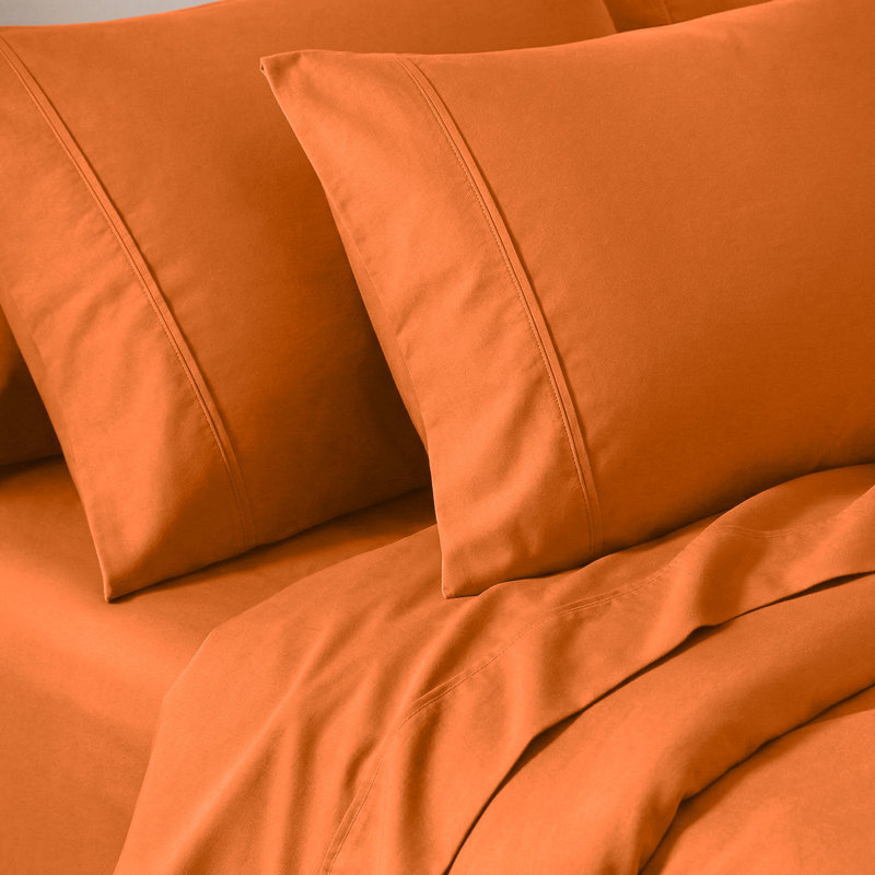Cotton Blend 800 Thread Count Solid Pillowcase, King, Rust