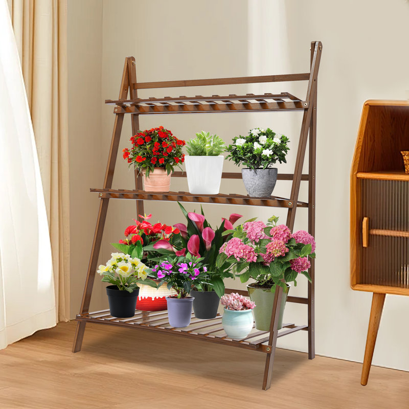 Support pour plante pliable à 3 niveaux Tamarcus, Brun