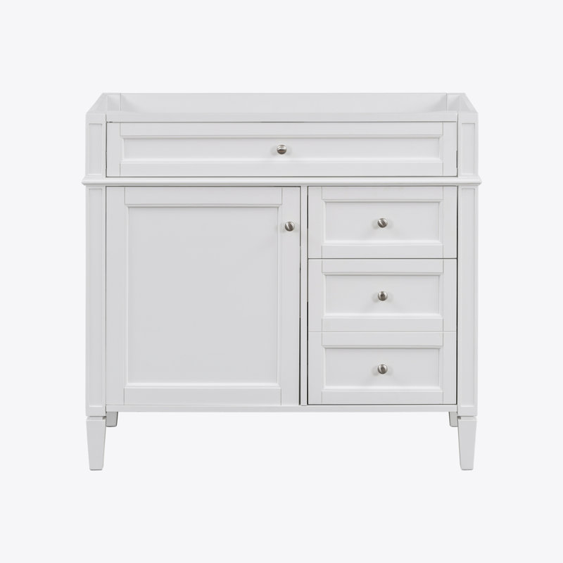 Meuble-lavabo de 36 po sans lavabo supérieur, armoire de rangement moderne avec 2 tiroirs et un tiroir rabattable, structure en bois massif