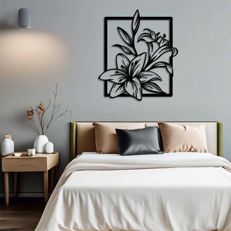 Accessoire mural décoratif en métal, finition noire, 29,1 po x 33,5 po | Fabrication 100% métal, épaisseur: 0,06 po | Facile à fixer au mur, décoration élégante pour le salon, la chambre à coucher ou les espaces de bureau