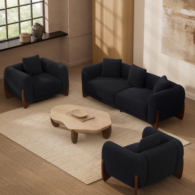 3 Pieces Modern Boucle Living Room Set