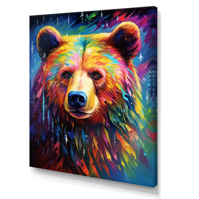 «Colorful Poppart Bear Majesty», reproduction sur toile, H 44 po x l 34 po x P 1,5 po, Toile tendue