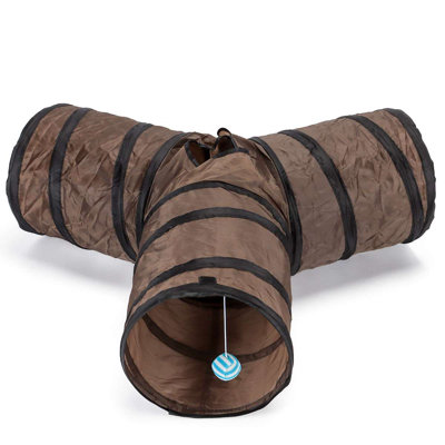 Pet Cat Tunnel, 3-Way Tunnels Extensible Collapsible Tube Pet Play Tent Interactive Toy with 1 Play Ball