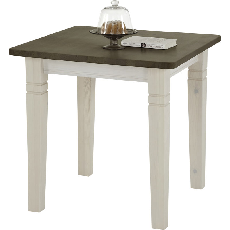 Kelly Pine Solid Wood Top Metal Base Dining Table, Stained and varnished white/Grey