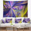 Tapisserie abstraite mauve à courbes fractales jaunes-28495943