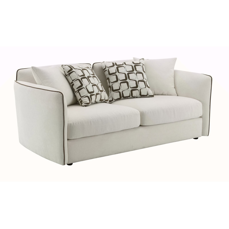 Causeuse en chenille beige avec 4 coussins Yolanda