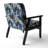 Cobalt Blue Scrollwork Swirls Victorian Pattern II - Upholstered Floral Accent Chair-1244381025