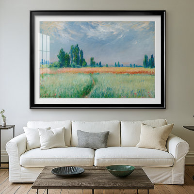 Avoine et coquelicots, Giverny-Claude Monet, reproduction encadrée avec passe-partout et verre - 1890