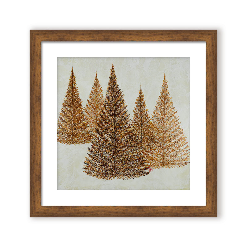 Nature Inspired "Dawnlit Forest" Canvas Wall Art By Karen Biery, 12" H x 12" W, Framed Matted Print, Beige