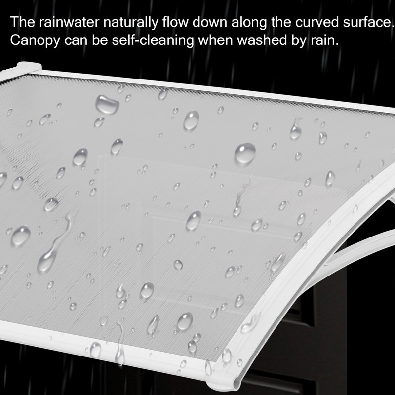 Yaheetech 76cm D Plastic Cover Retractable Door / Window Awning, White, 23cm H X 100cm W X 76cm D
