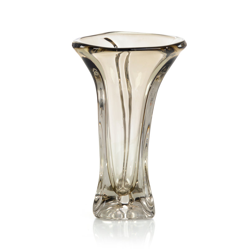 Vase abstrait en verre soufflé à la main brun I, H 8 po x l 8 po x P 8,5 po