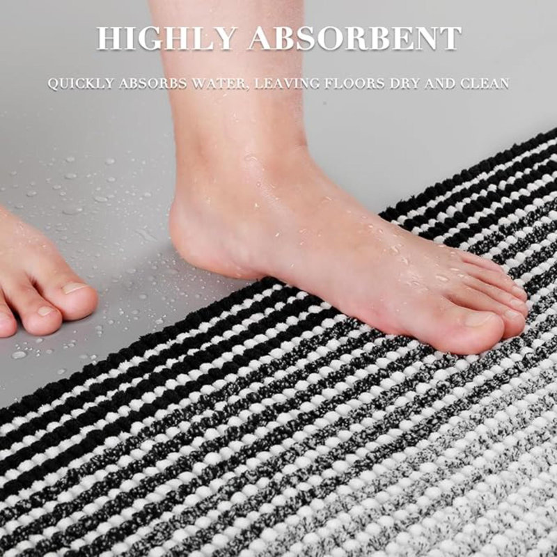 Ensembles de tapis et de tapis, 2 pièces en chenille épaisse absorbante, tapis antidérapants doux pour la salle de bain, lavable à la machine
