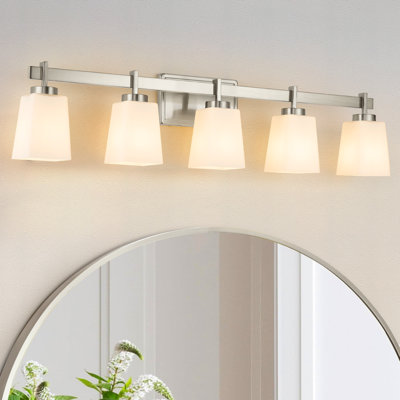ETL Certificated Vanity Light with Milk Glass Shades, Modern Bathroom Light Fixture