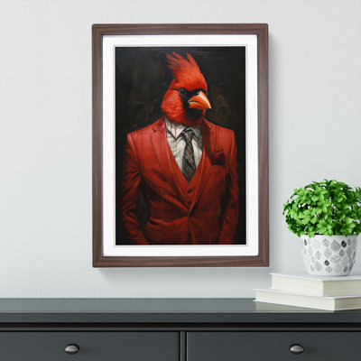 Cardinal Bird In A Suit No.2 - Single Picture Frame Print on Wood