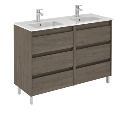 Youcef 48 " W Freestanding Standard 1 Single Double Vanity Bathroom Vanity With Ceramic Top