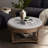 Large Round Waterproof Ottoman Coffee Table 2 Tier Oversized Button Tufted Ottoman With Wooden Shelf Storage Farmhouse Upholstered Coffee Table Living Room Footstool Ottoman Linen(Light Gray)-666535772