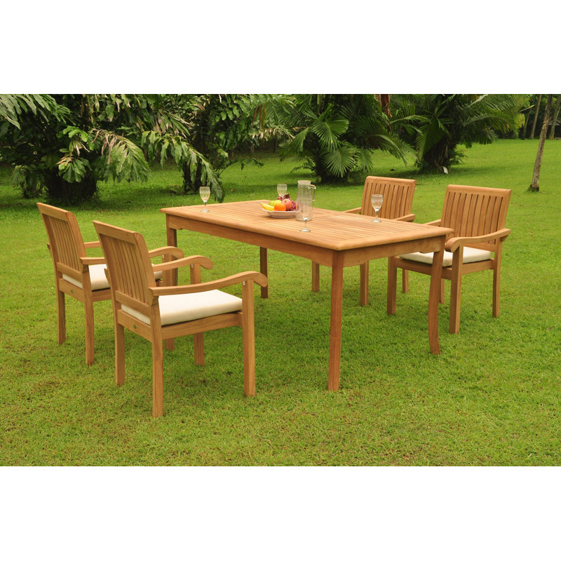 Ensemble repas 9 pièces teck luxueux Kyla, 4, H 30 po x L 71 po x l 36 po
