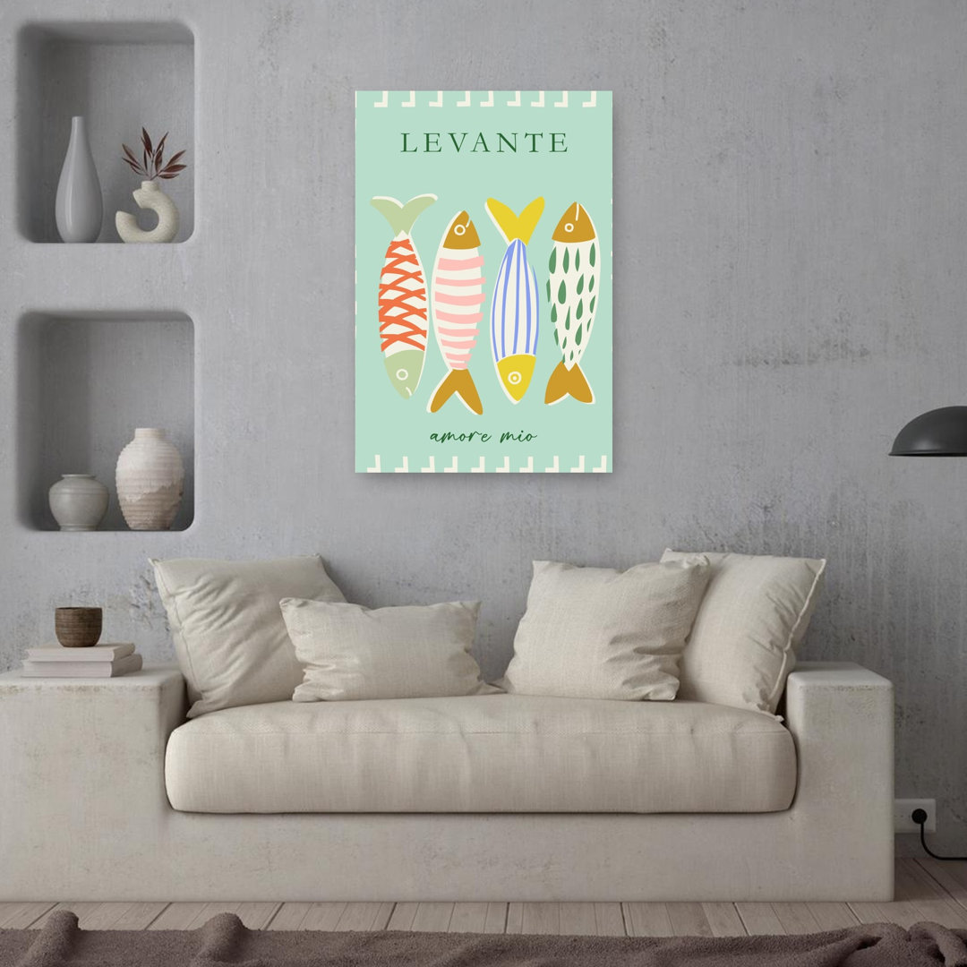 Colorful Mediterranean Sardines Colorful Playful Fish Coastal Ocean Wall Art Print
