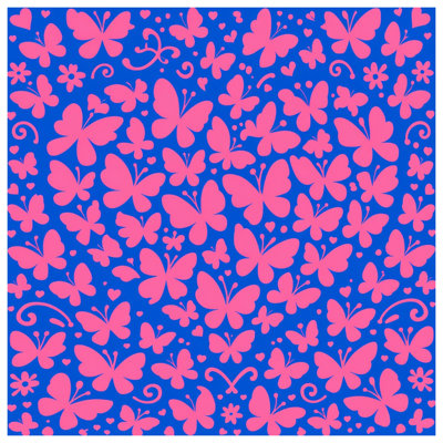 Papillons roses sur des couvertures bleues
