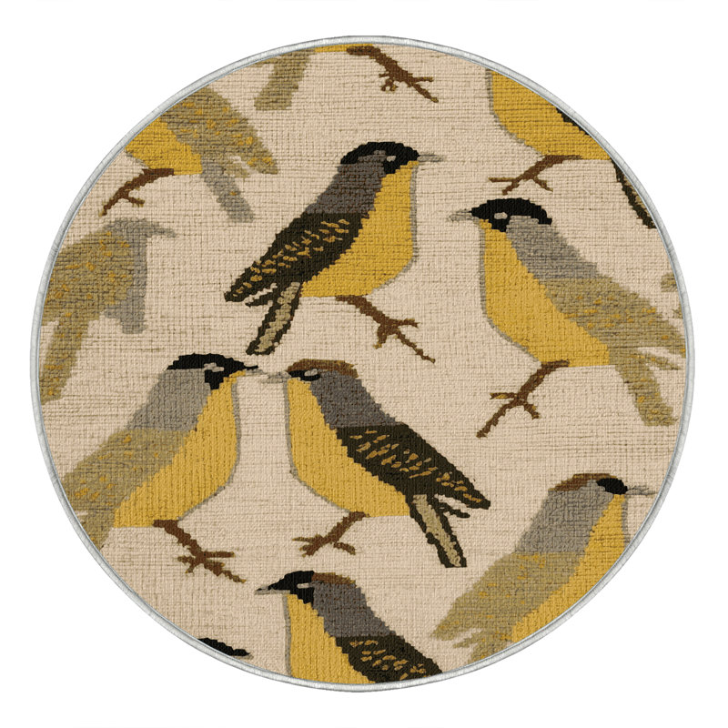  Tapis jaune lavable Bulbul, Rond 4 pi
