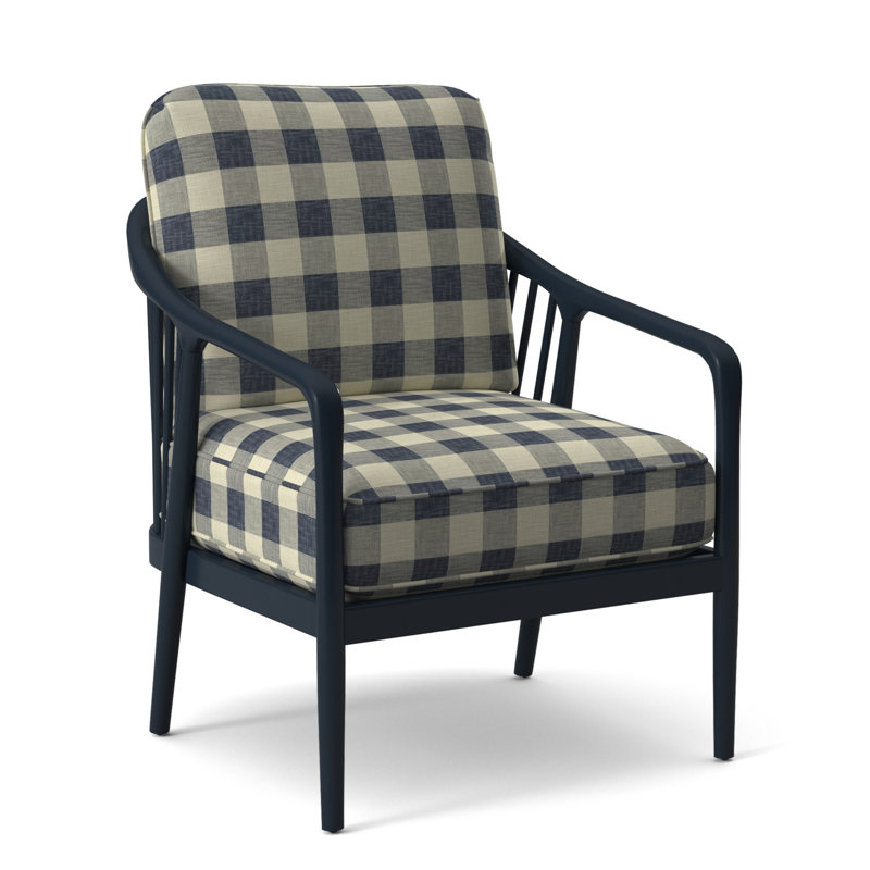 Guinevere Armchair, Navy, Blue Buffalo Check; 0120-61