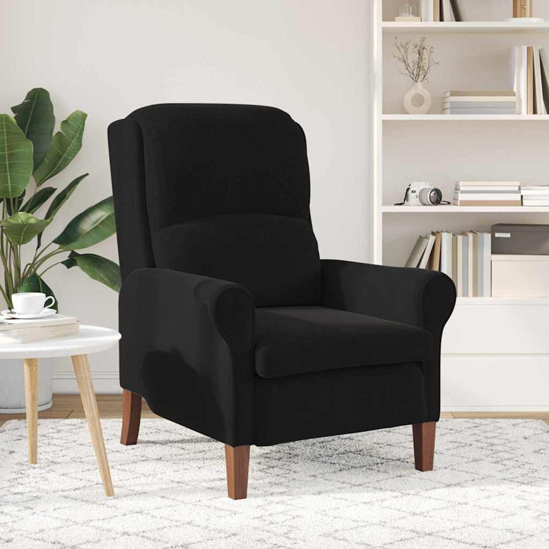 Fauteuil vidaXL en velours noir, Noir