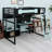 Wood Loft Bed With Desk, Shelves, LED Lights, USB Ports And Pegboard-416838974