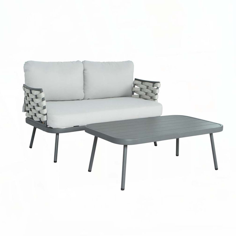 Causeuse et table d'extérieur, Gris foncé