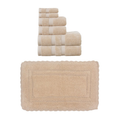 Ensemble de serviettes de bain 8 pièces et 1 tapis de bain 1 pièce Colson, 100% coton doux, ivoire