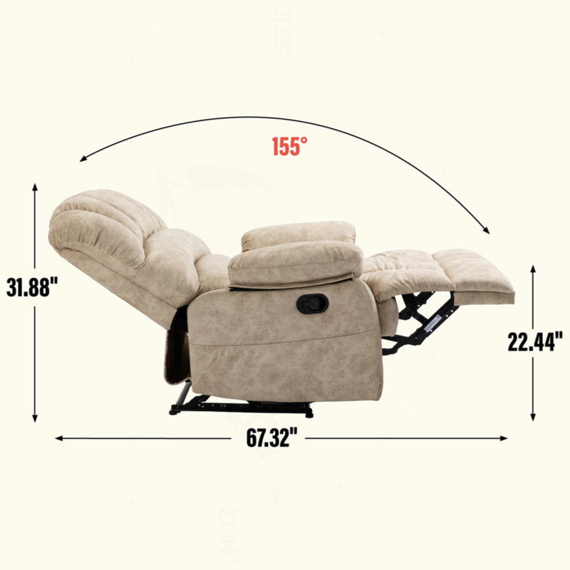 Grand fauteuil inclinable manuel en tissu pour le salon