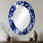 Regal Damask Splendor Victorian Pattern - Floral Mirror, Blue Unique Wall Mirror, Printed Metal Art-122497037-122497039