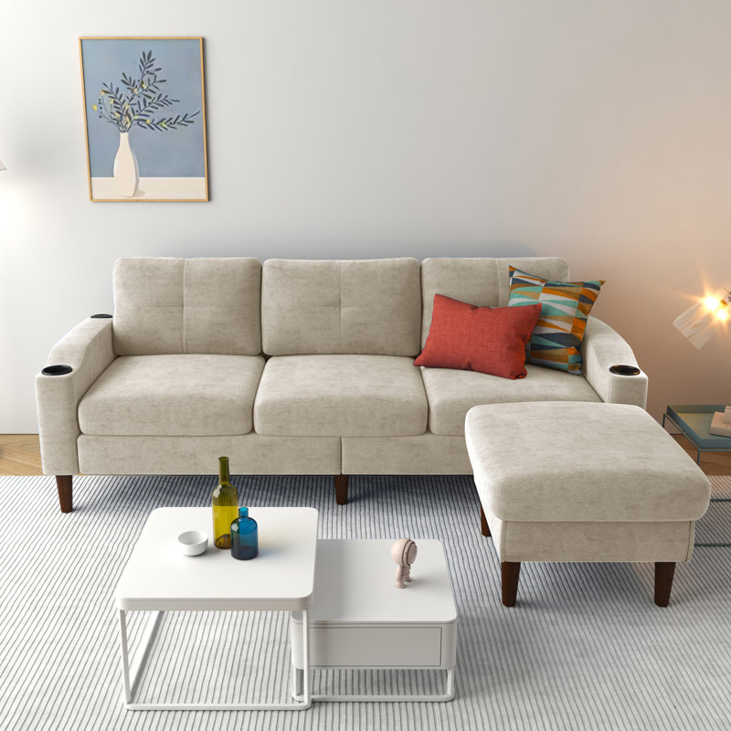 Canapé et méridienne rembourrés 2 pièces Geppie, Mélange de polyester beige, H 31,8 po x l 78 po x P 42,73 po