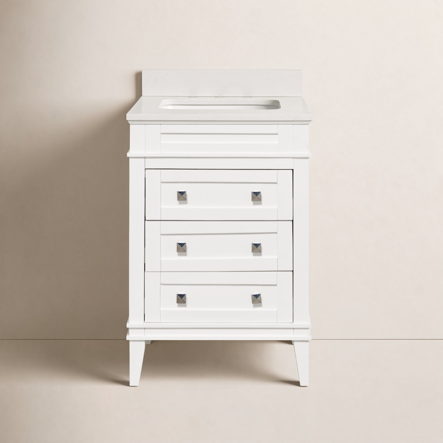 Frankfurt 24'' Single Bathroom Vanity, White, Quartz