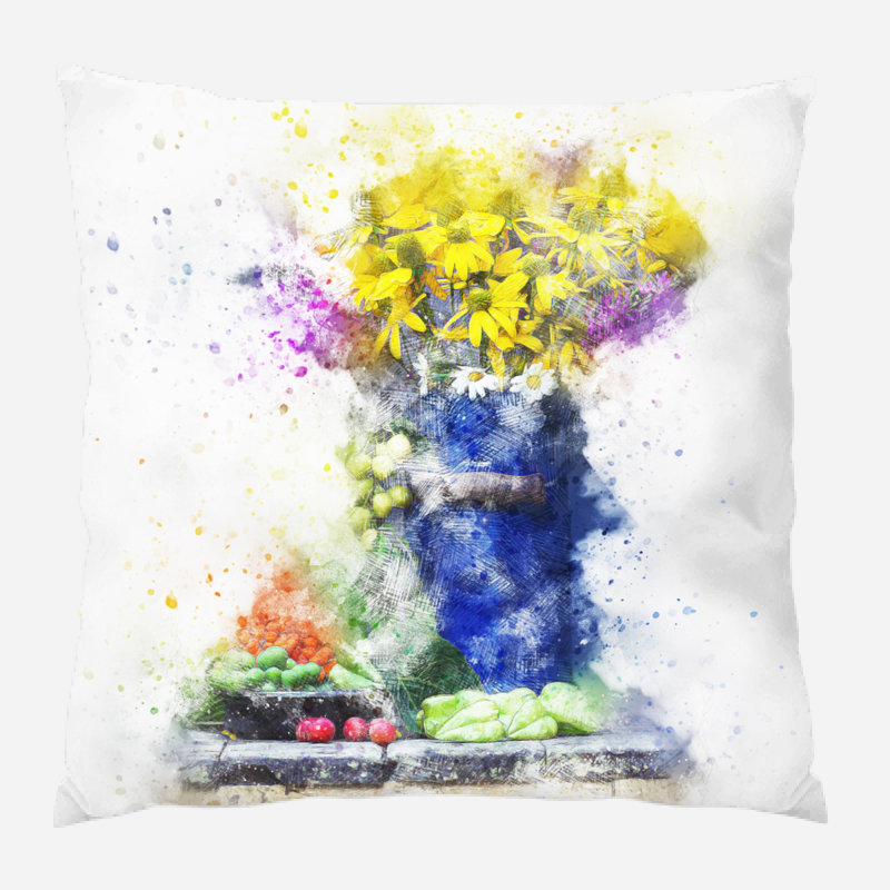 Coussin décoratif fleurs Eastep, Microsuède, Intérieur