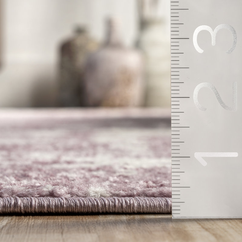 Modern Abstract Performance Pink Rug, Runner 2'8" x 8'