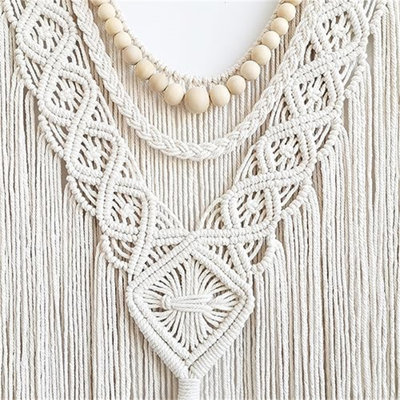 Large Macrame Wall Hanging – Boho Wooden Bead Decor, Living Room & Bedroom Art