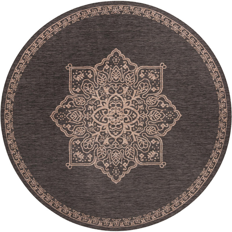 Tapis transitionnel Tollefson couleur pierre foncée, Rond 10 pi