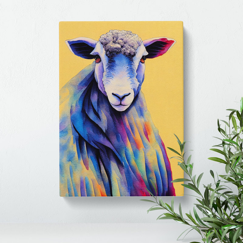 Watercolour Sheep No.1 - Wrapped Canvas, 50cm H x 35cm W x 3cm D