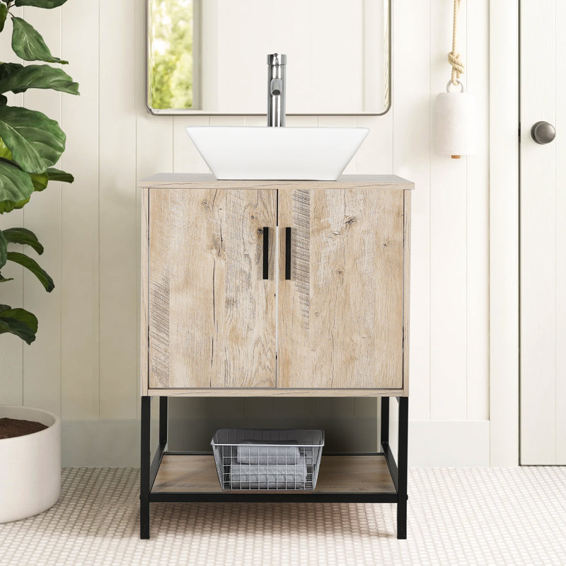Ensemble de meuble-lavabo simple 24 po Nastaja, Chêne