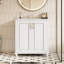 Meuble-lavabo de 30 pouces avec lavabo en céramique et rangement à gauche, finition durable et design moderne pour les petites et moyennes salles de bain-1208284933