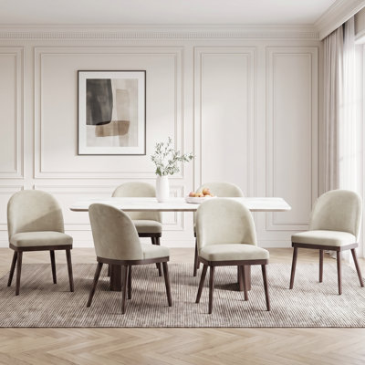 Wide Upholstered Solid Wood Dining Chairs